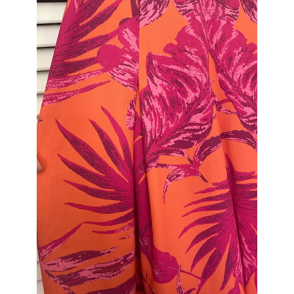 Flying Tomato Tropical High Waist Wide Leg Pants Orange Pink Womens Size Small - Picture 3 of 8